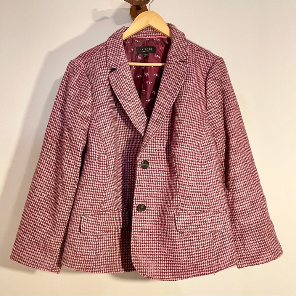 Talbots plus-size pink tweed blazer